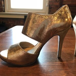Nine West Peep Toe Metallic Booties